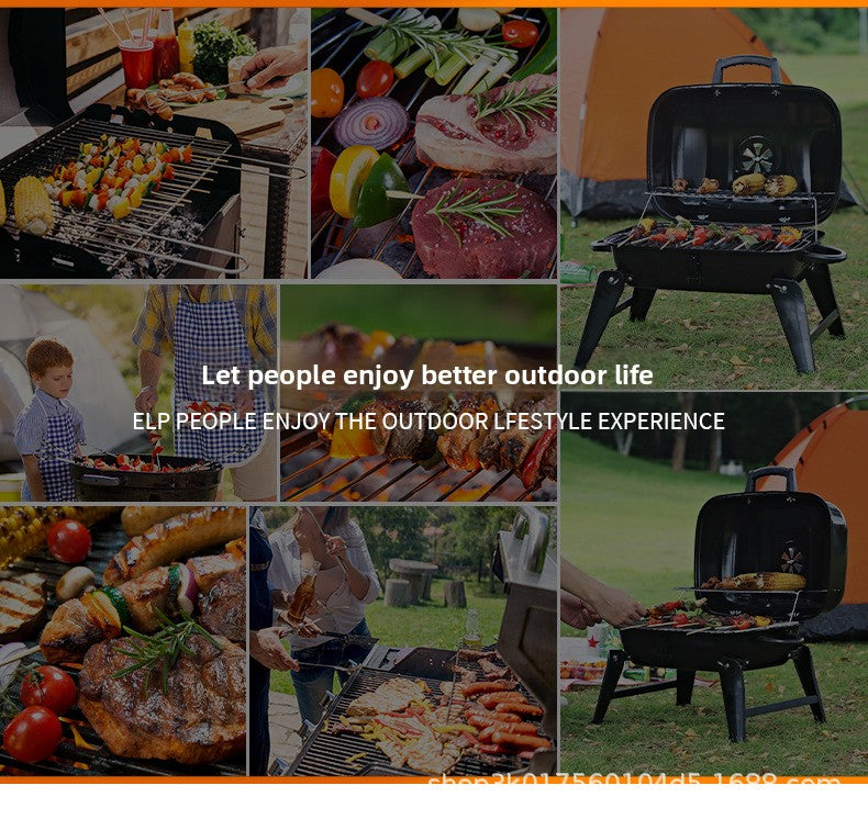 Portable Camping BBQ Grill Outdoor Charcoal Grill Home Small Stove Tea Brewing Set