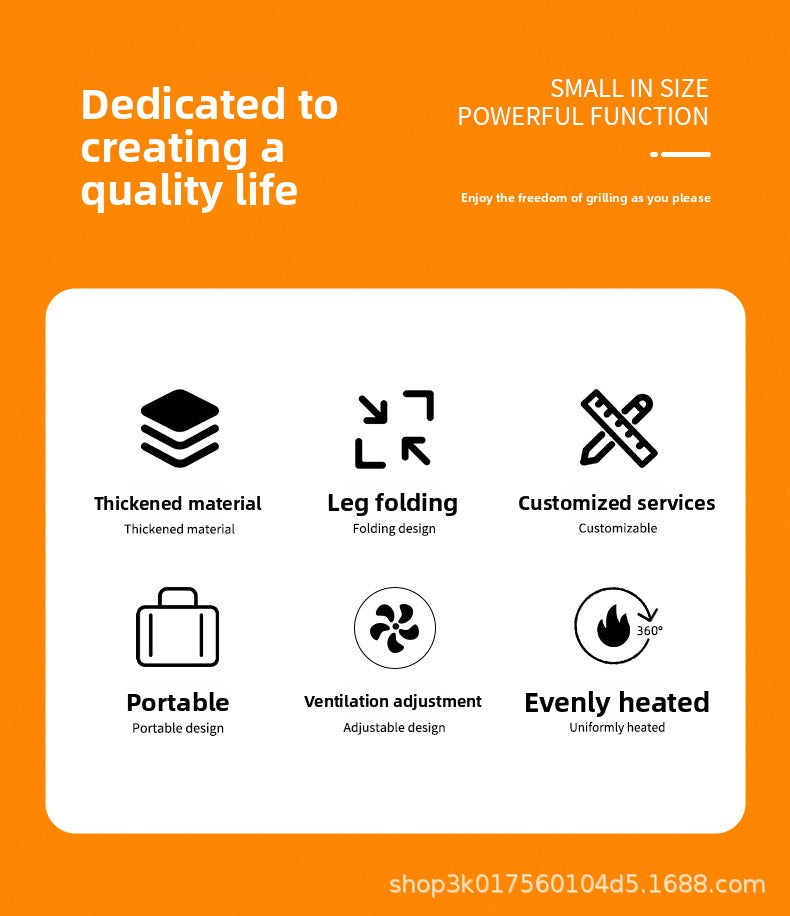 Portable Camping BBQ Grill Outdoor Charcoal Grill Home Small Stove Tea Brewing Set