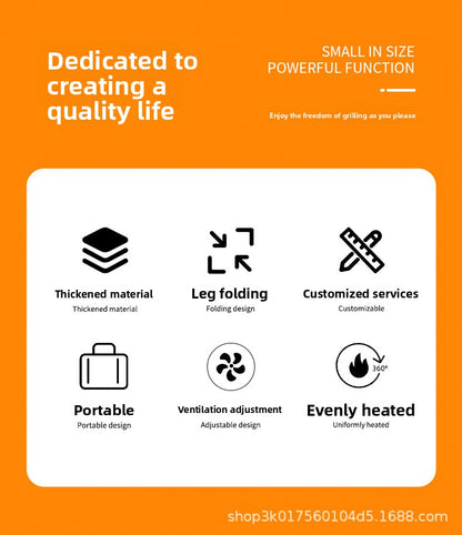 Portable Camping BBQ Grill Outdoor Charcoal Grill Home Small Stove Tea Brewing Set