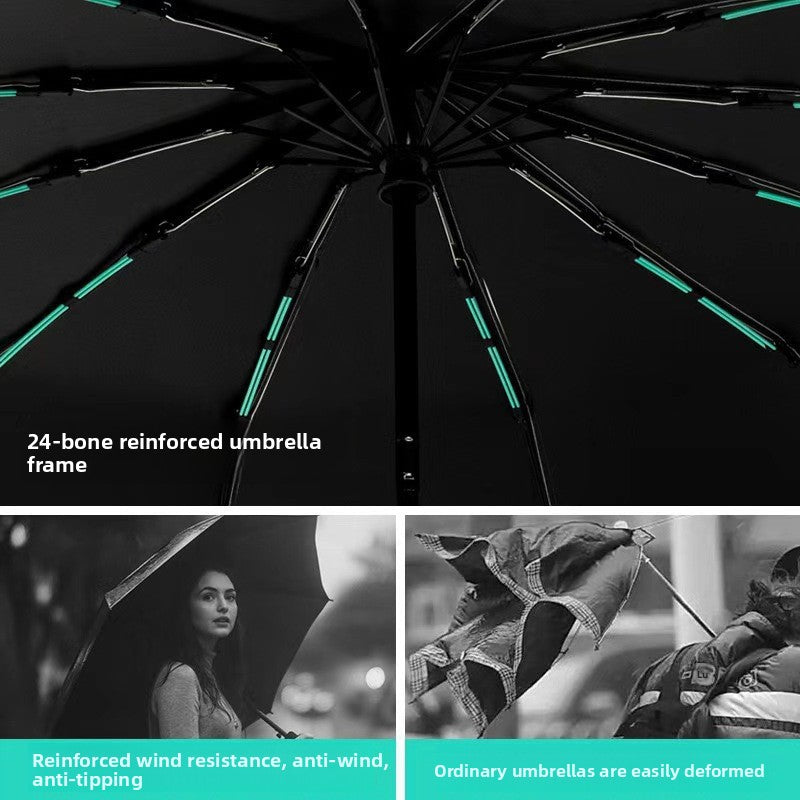 Automatic 24-Rib Umbrella Folding Umbrella High-End Feel Dual-Use Sunshade Sun Protection Umbrella Business Wholesale Custom Sun Umbrella