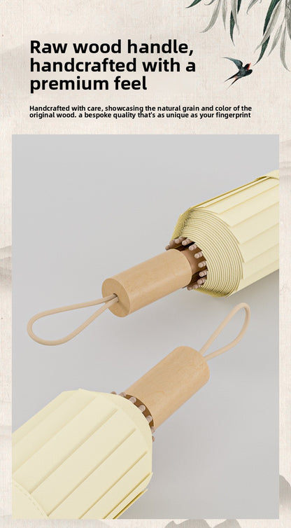 16-Rib Colorful Plastic Sunshade Umbrella with Gold Aluminum Alloy Frame, New Chinese Style Retro Sun Protection UV Protection Foldable Rain or Shine Umbrella