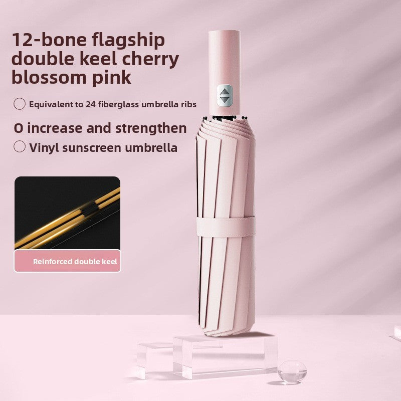 Automatic 24-Rib Umbrella Folding Umbrella High-End Feel Dual-Use Sunshade Sun Protection Umbrella Business Wholesale Custom Sun Umbrella