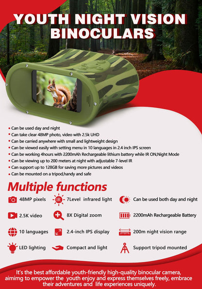 New Hot-Selling HD Photo and Video Birdwatching Binoculars Infrared Outdoor Children's Cross-Border Digital Telescope Night Vision Device