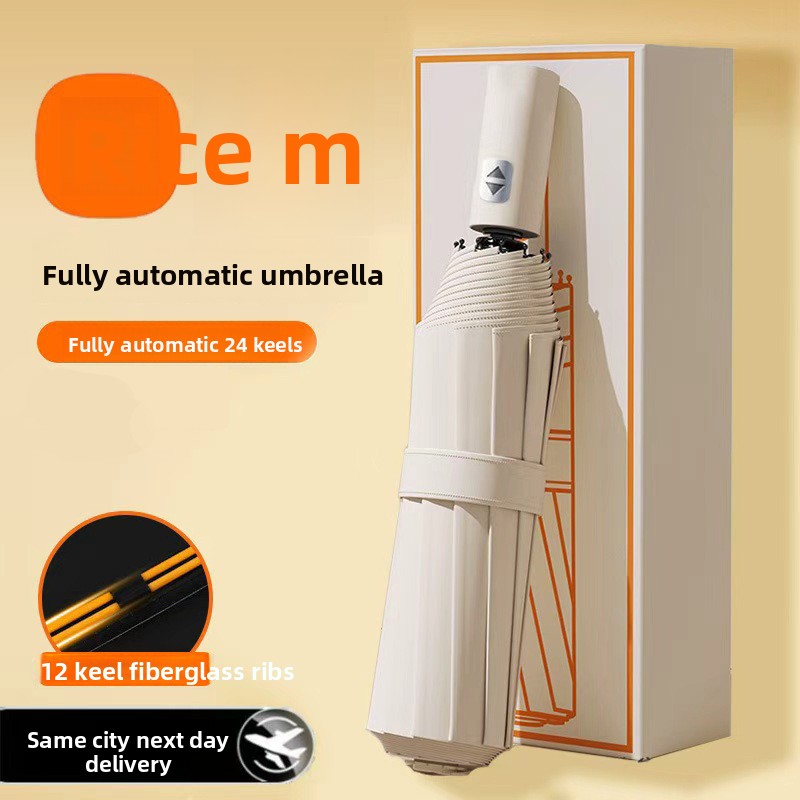 Automatic 24-Rib Umbrella Folding Umbrella High-End Feel Dual-Use Sunshade Sun Protection Umbrella Business Wholesale Custom Sun Umbrella