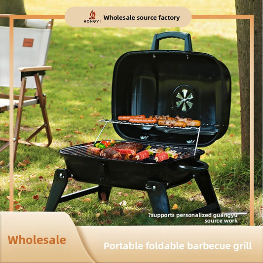 Portable Camping BBQ Grill Outdoor Charcoal Grill Home Small Stove Tea Brewing Set