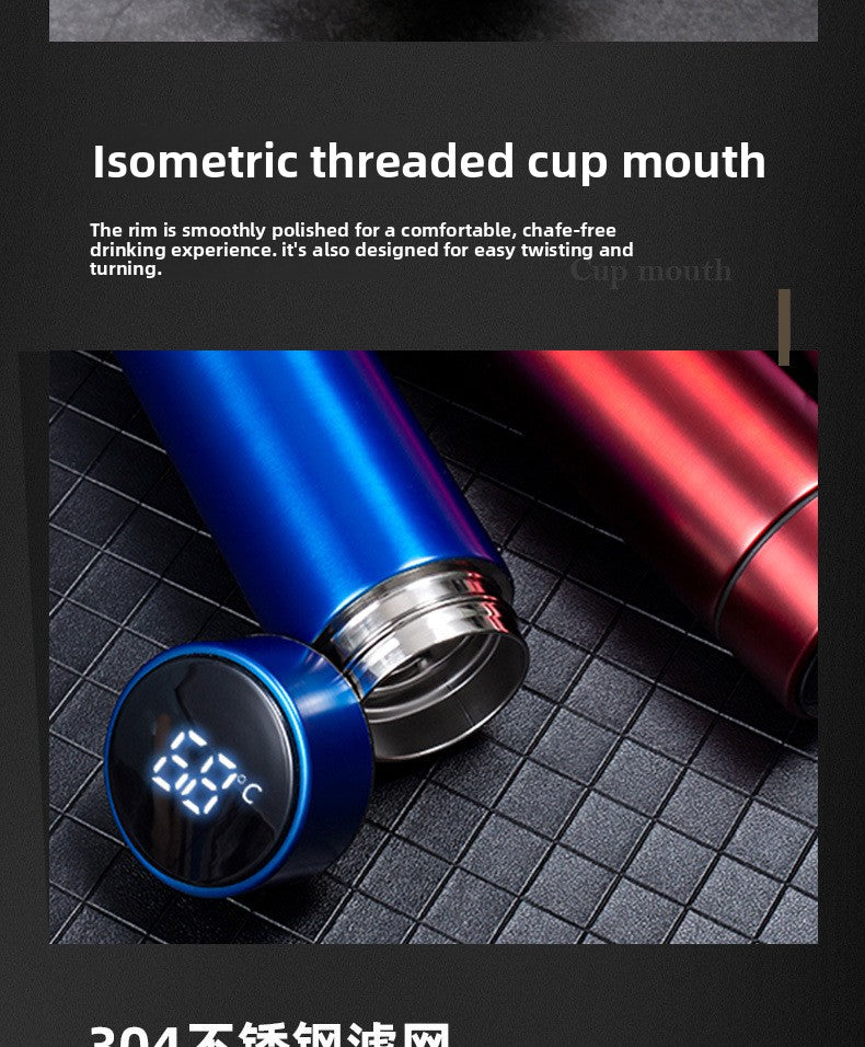Smart Insulated Cup Stainless Steel 304 Temperature Display Cup Gift Custom Water Cup Frosted Business Straight Cup Wholesale