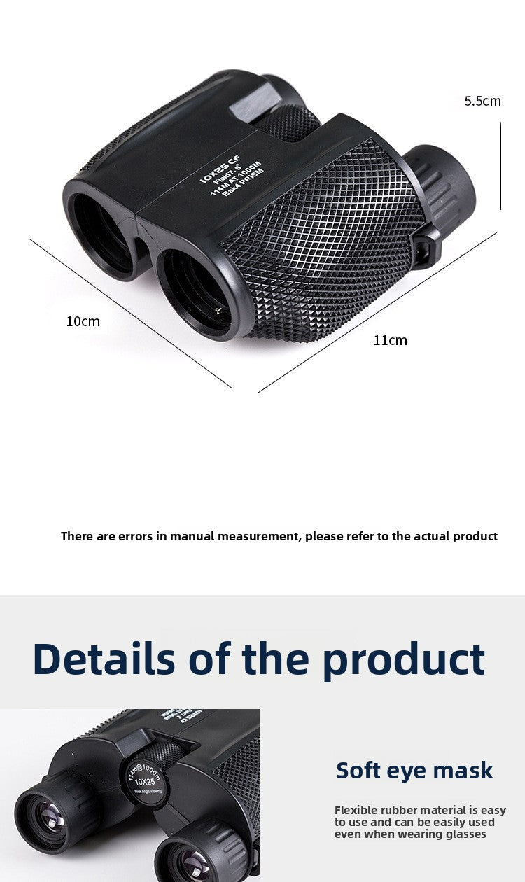 Manufacturer Wholesale Foldable 10X25 Small Paul Travel Outdoor Supplies Mini HD High Magnification Binoculars
