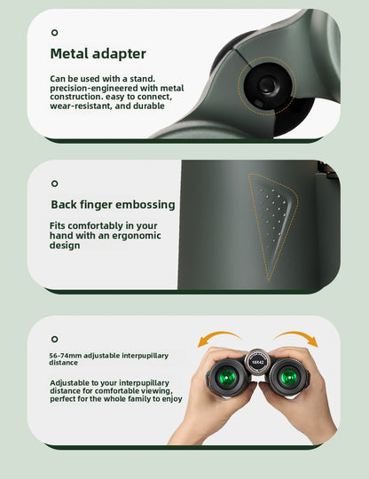 BIJIA10x42 Binoculars High Magnification HD Low Light Night Vision Nitrogen Filled Waterproof Concert Outdoor Binoculars