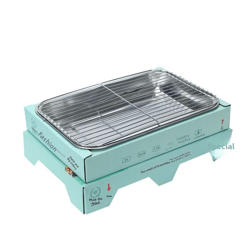 Disposable camping grill with stable construction
