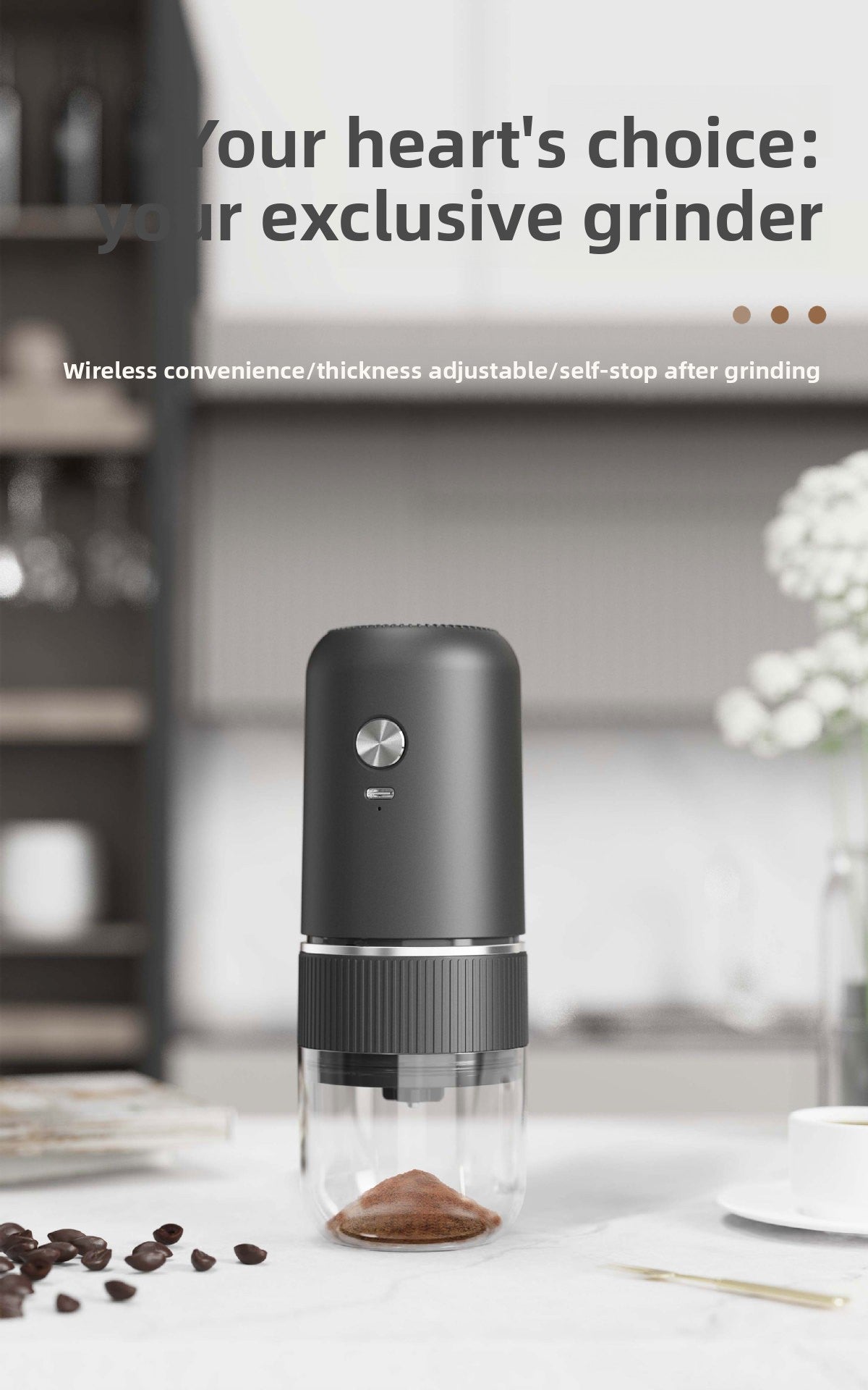 Electric Grinder Italian Hand Brew Coffee Bean Grinder Adjustable Coarseness Rechargeable Portable Small Household Bean Grinder