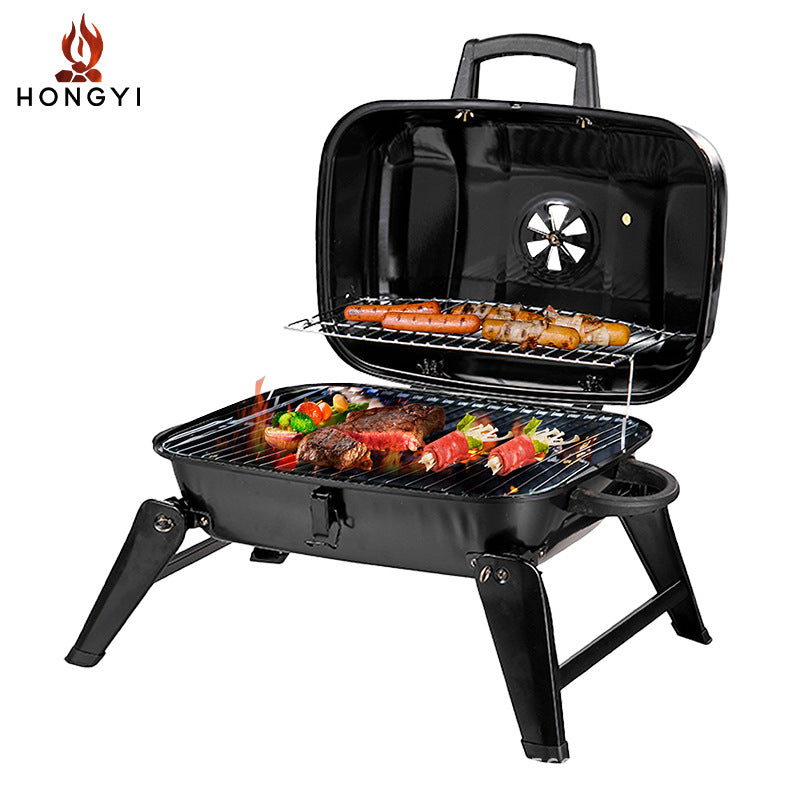 Portable Camping BBQ Grill Outdoor Charcoal Grill Home Small Stove Tea Brewing Set