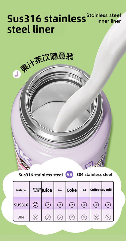 JEKO Multi-Drink Insulated Cup 316 Stainless Steel Food Grade Children Students Men Women High Appearance Cartoon Water Bottle