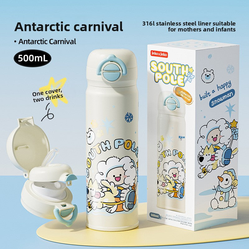 JEKO Multi-Drink Insulated Cup 316 Stainless Steel Food Grade Children Students Men Women High Appearance Cartoon Water Bottle