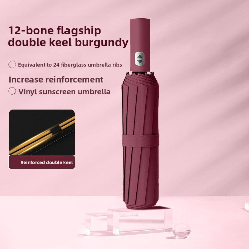 Automatic 24-Rib Umbrella Folding Umbrella High-End Feel Dual-Use Sunshade Sun Protection Umbrella Business Wholesale Custom Sun Umbrella