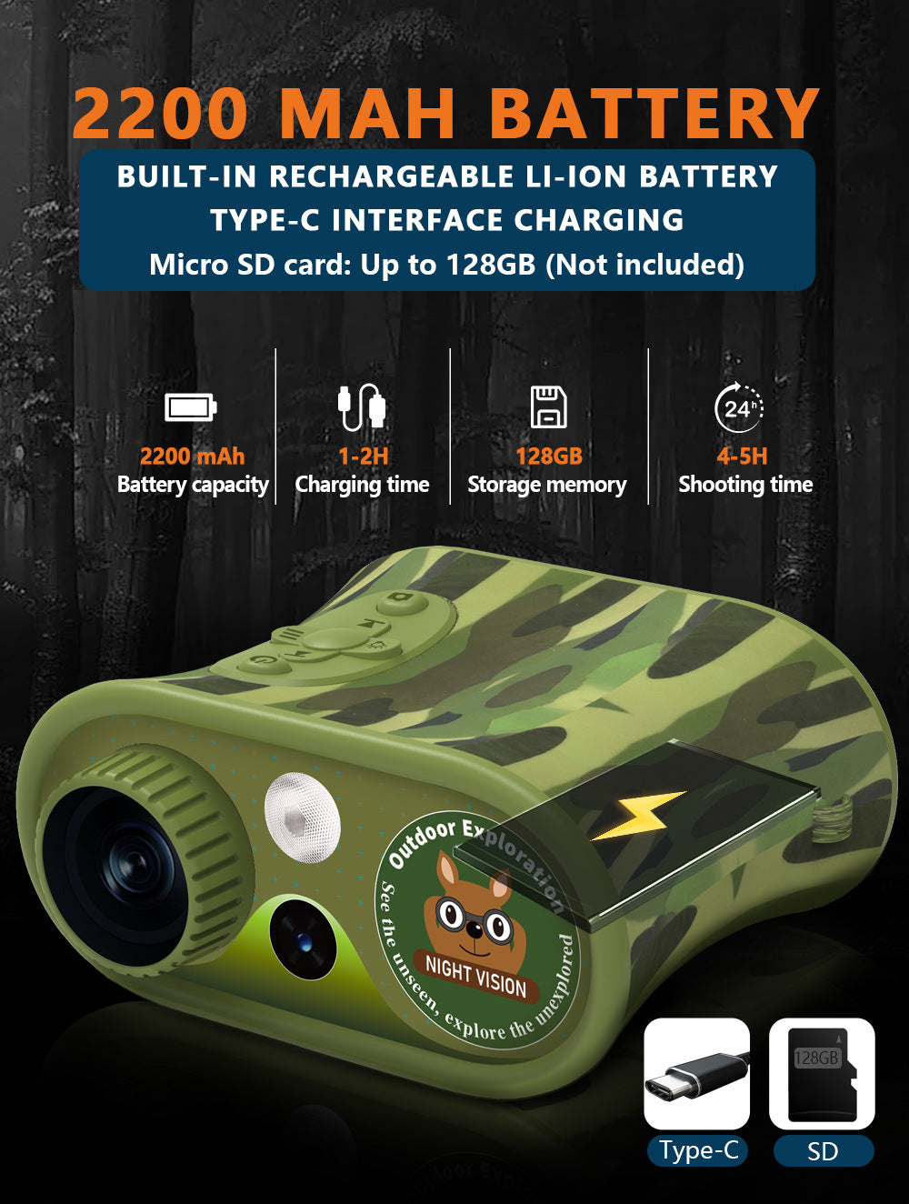 New Hot-Selling HD Photo and Video Birdwatching Binoculars Infrared Outdoor Children's Cross-Border Digital Telescope Night Vision Device