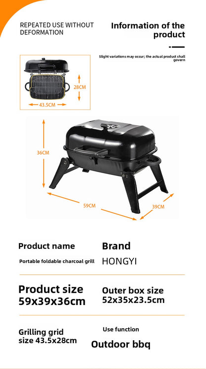 Portable Camping BBQ Grill Outdoor Charcoal Grill Home Small Stove Tea Brewing Set