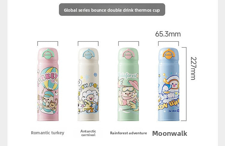 JEKO Multi-Drink Insulated Cup 316 Stainless Steel Food Grade Children Students Men Women High Appearance Cartoon Water Bottle