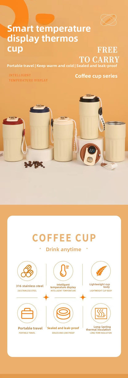 New Smart 316 Stainless Steel Coffee Cup High-Value Gift Insulated Cup Portable Cup Internet Celebrity Water Cup