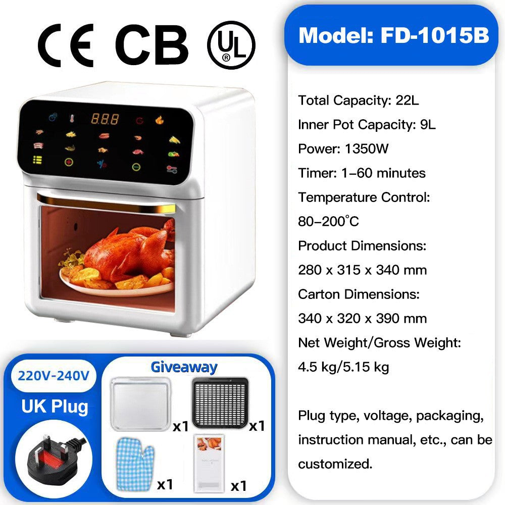 2025 New Model Air Fryer Large Capacity Touchscreen Visual Household Multifunctional Electric Oven Export Electric Fryer