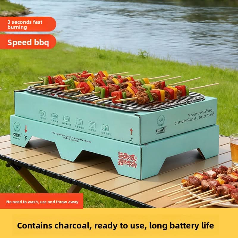 Portable disposable charcoal grill with smokeless design for camping
