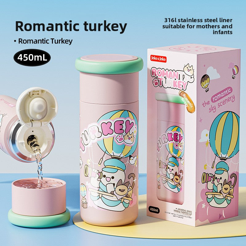 JEKO Multi-Drink Insulated Cup 316 Stainless Steel Food Grade Children Students Men Women High Appearance Cartoon Water Bottle