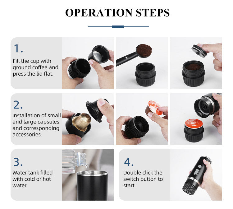 Shopkeeper's Recommendation Portable Fully Automatic Espresso Capsule Coffee Machine Compatible with Large and Small Capsules and Coffee Powder
