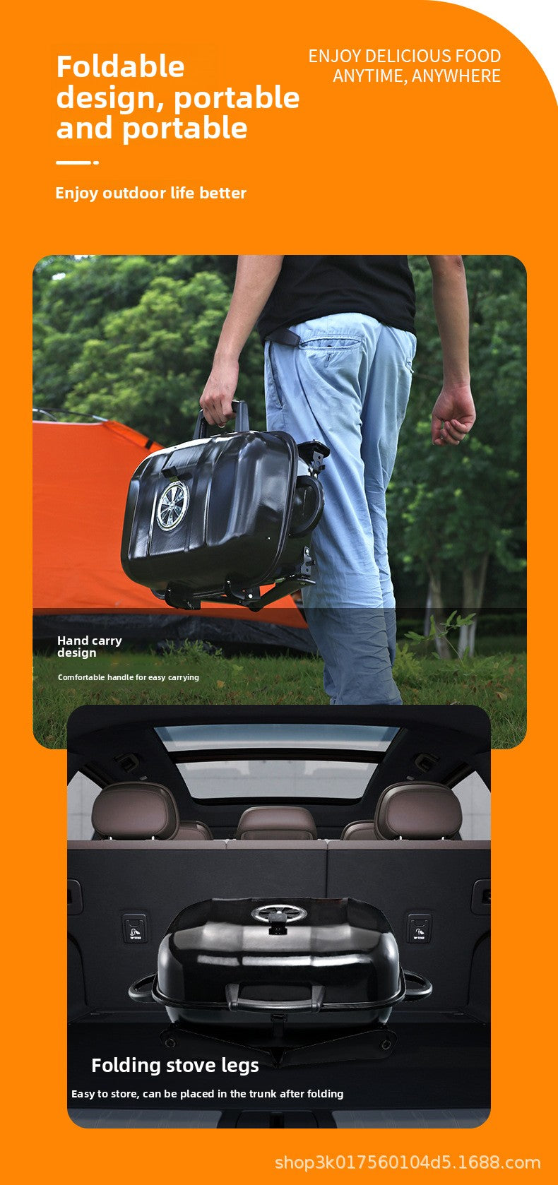 Portable Camping BBQ Grill Outdoor Charcoal Grill Home Small Stove Tea Brewing Set