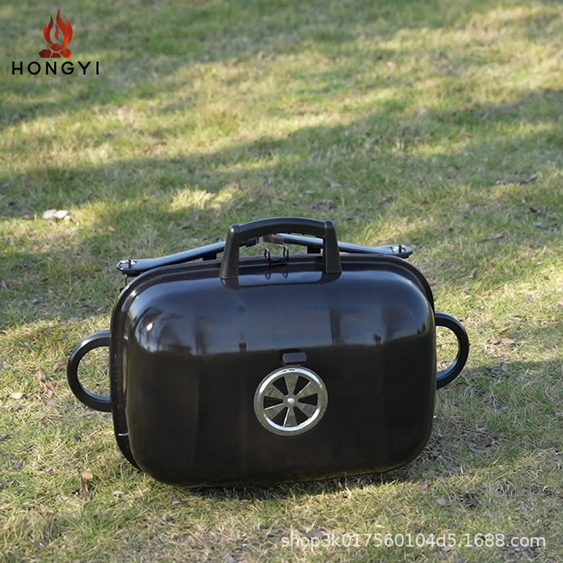 Portable Camping BBQ Grill Outdoor Charcoal Grill Home Small Stove Tea Brewing Set