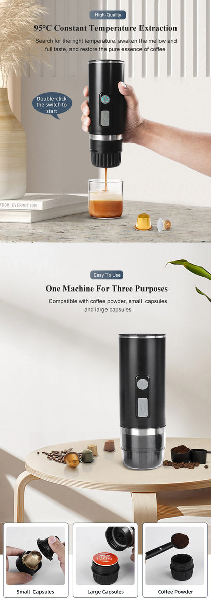 Shopkeeper's Recommendation Portable Fully Automatic Espresso Capsule Coffee Machine Compatible with Large and Small Capsules and Coffee Powder