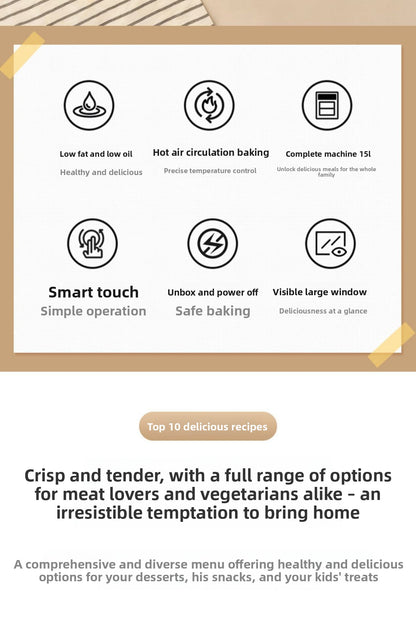 2025 New Model Air Fryer Large Capacity Touchscreen Visual Household Multifunctional Electric Oven Export Electric Fryer