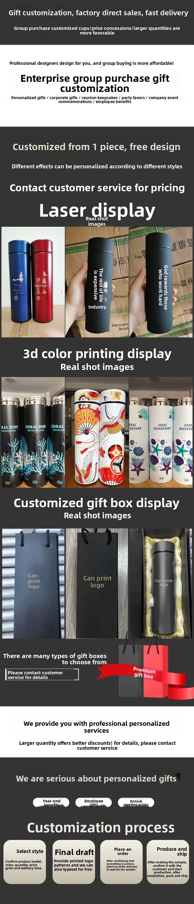 Smart Insulated Cup Stainless Steel 304 Temperature Display Cup Gift Custom Water Cup Frosted Business Straight Cup Wholesale