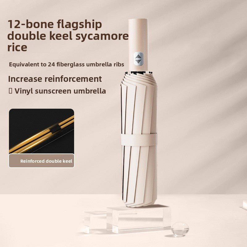 Automatic 24-Rib Umbrella Folding Umbrella High-End Feel Dual-Use Sunshade Sun Protection Umbrella Business Wholesale Custom Sun Umbrella