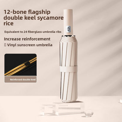 Automatic 24-Rib Umbrella Folding Umbrella High-End Feel Dual-Use Sunshade Sun Protection Umbrella Business Wholesale Custom Sun Umbrella