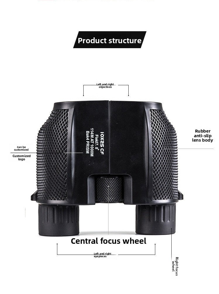 Manufacturer Wholesale Foldable 10X25 Small Paul Travel Outdoor Supplies Mini HD High Magnification Binoculars