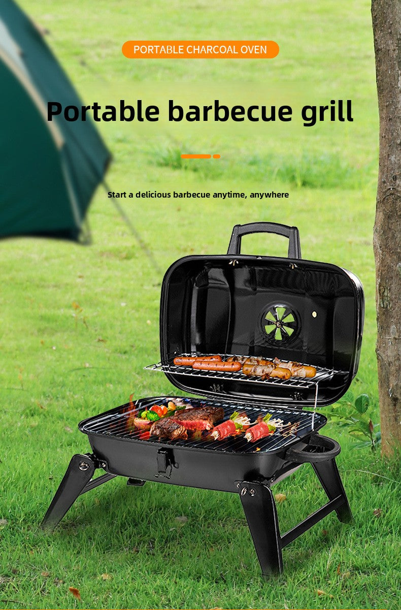 Portable Camping BBQ Grill Outdoor Charcoal Grill Home Small Stove Tea Brewing Set