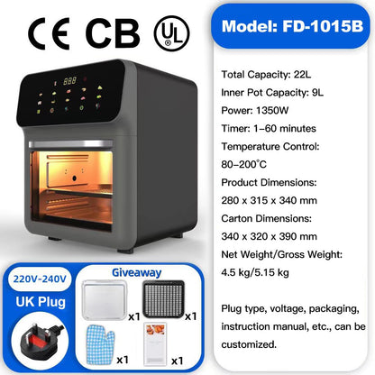 2025 New Model Air Fryer Large Capacity Touchscreen Visual Household Multifunctional Electric Oven Export Electric Fryer