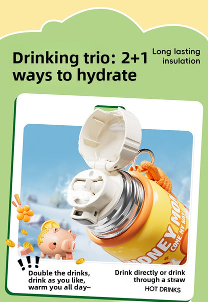 JEKO Multi-Drink Insulated Cup 316 Stainless Steel Food Grade Children Students Men Women High Appearance Cartoon Water Bottle