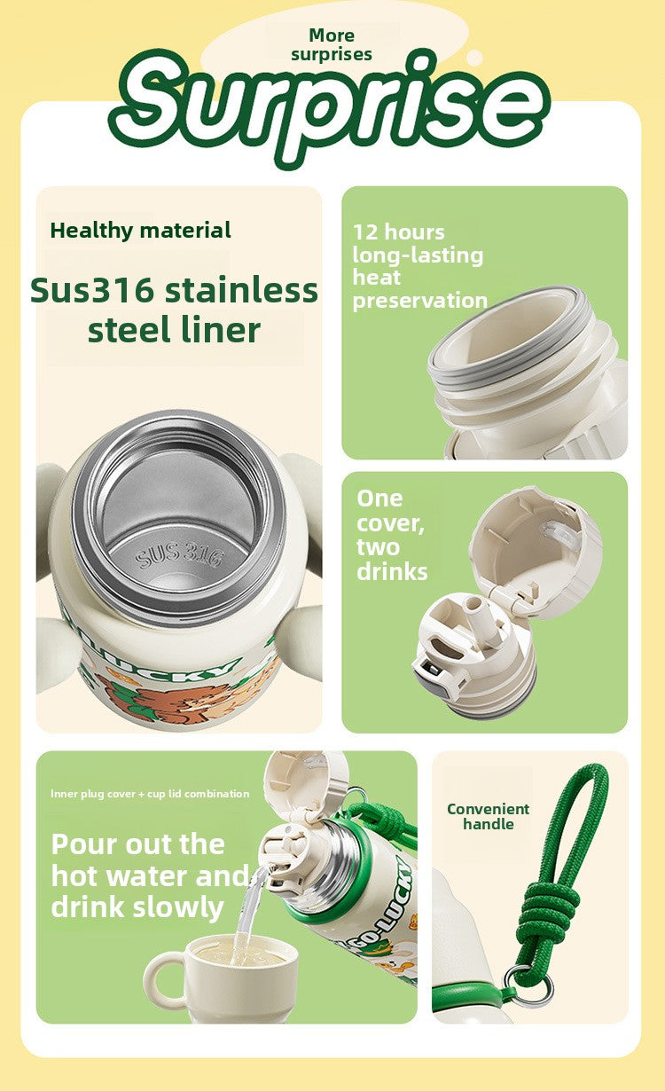 JEKO Multi-Drink Insulated Cup 316 Stainless Steel Food Grade Children Students Men Women High Appearance Cartoon Water Bottle