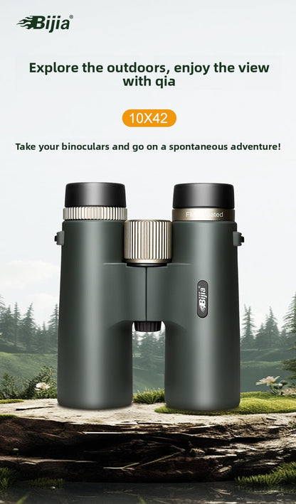 BIJIA10x42 Binoculars High Magnification HD Low Light Night Vision Nitrogen Filled Waterproof Concert Outdoor Binoculars