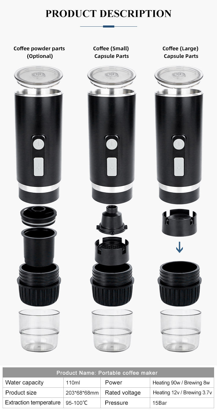 Shopkeeper's Recommendation Portable Fully Automatic Espresso Capsule Coffee Machine Compatible with Large and Small Capsules and Coffee Powder