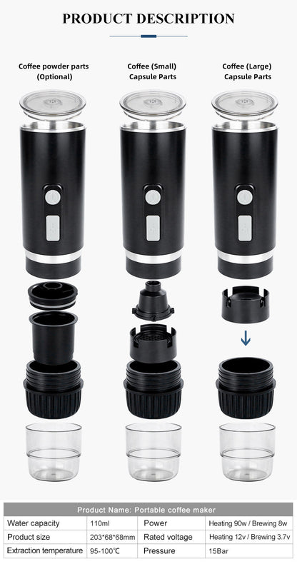 Shopkeeper's Recommendation Portable Fully Automatic Espresso Capsule Coffee Machine Compatible with Large and Small Capsules and Coffee Powder