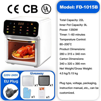 2025 New Model Air Fryer Large Capacity Touchscreen Visual Household Multifunctional Electric Oven Export Electric Fryer