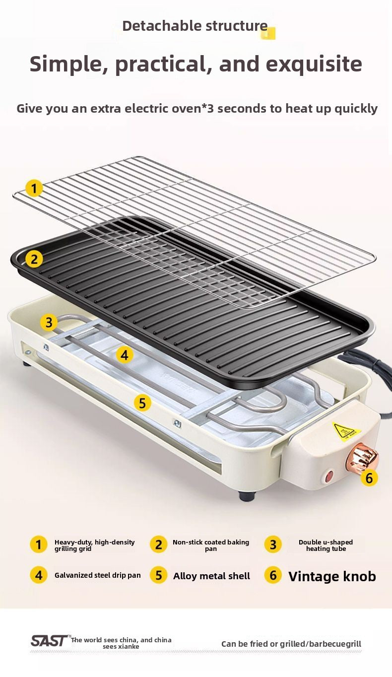 High Power 1500W Multifunctional Electric Grill Smokeless BBQ All-in-One Machine Master of Skewers and Grilling at Your Fingertips