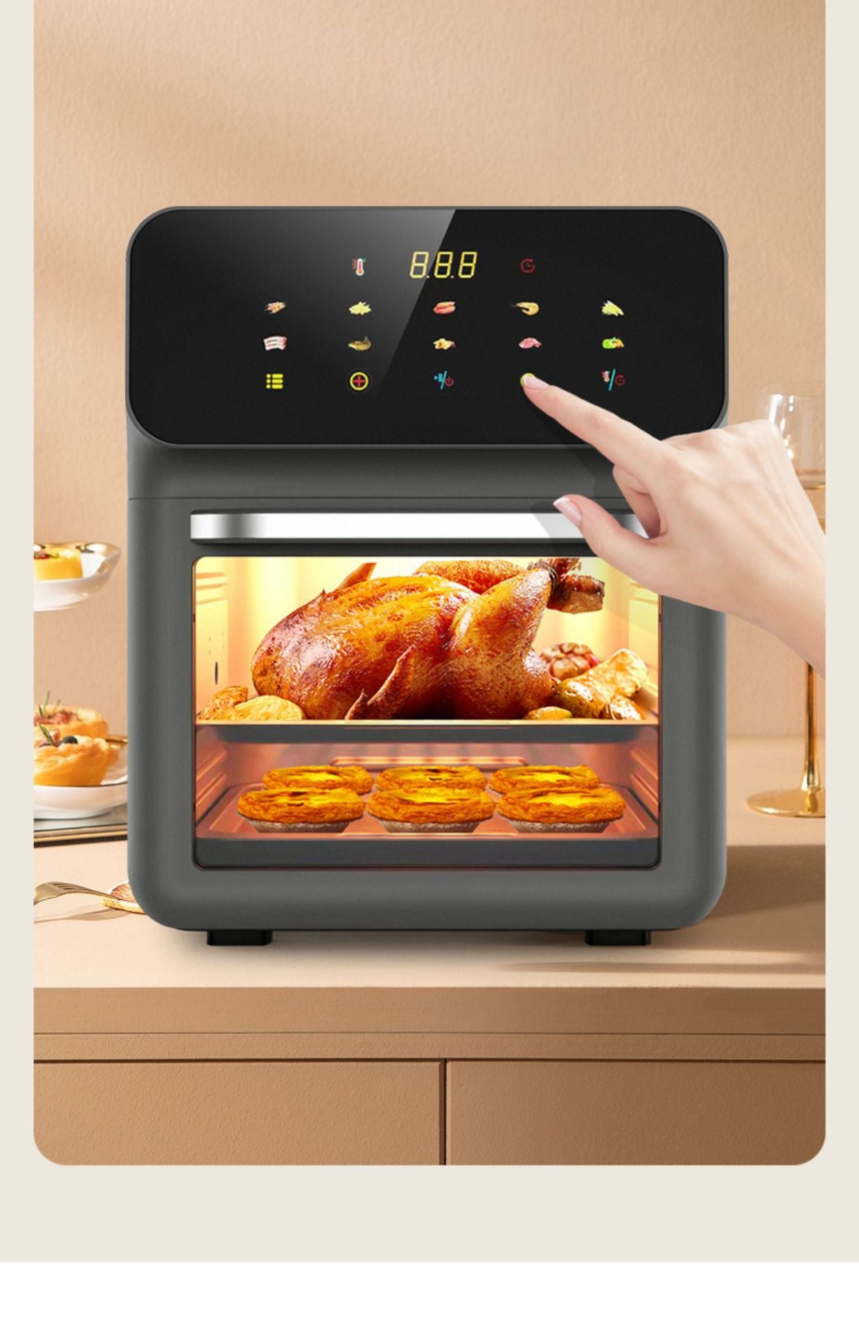 2025 New Model Air Fryer Large Capacity Touchscreen Visual Household Multifunctional Electric Oven Export Electric Fryer