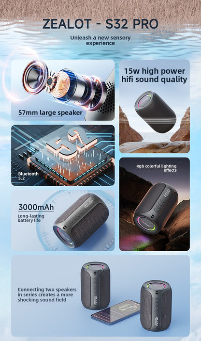 Fanatic New S32pro Bluetooth Speaker Outdoor Portable High-Quality Sound Subwoofer Home Audio Cross-Border