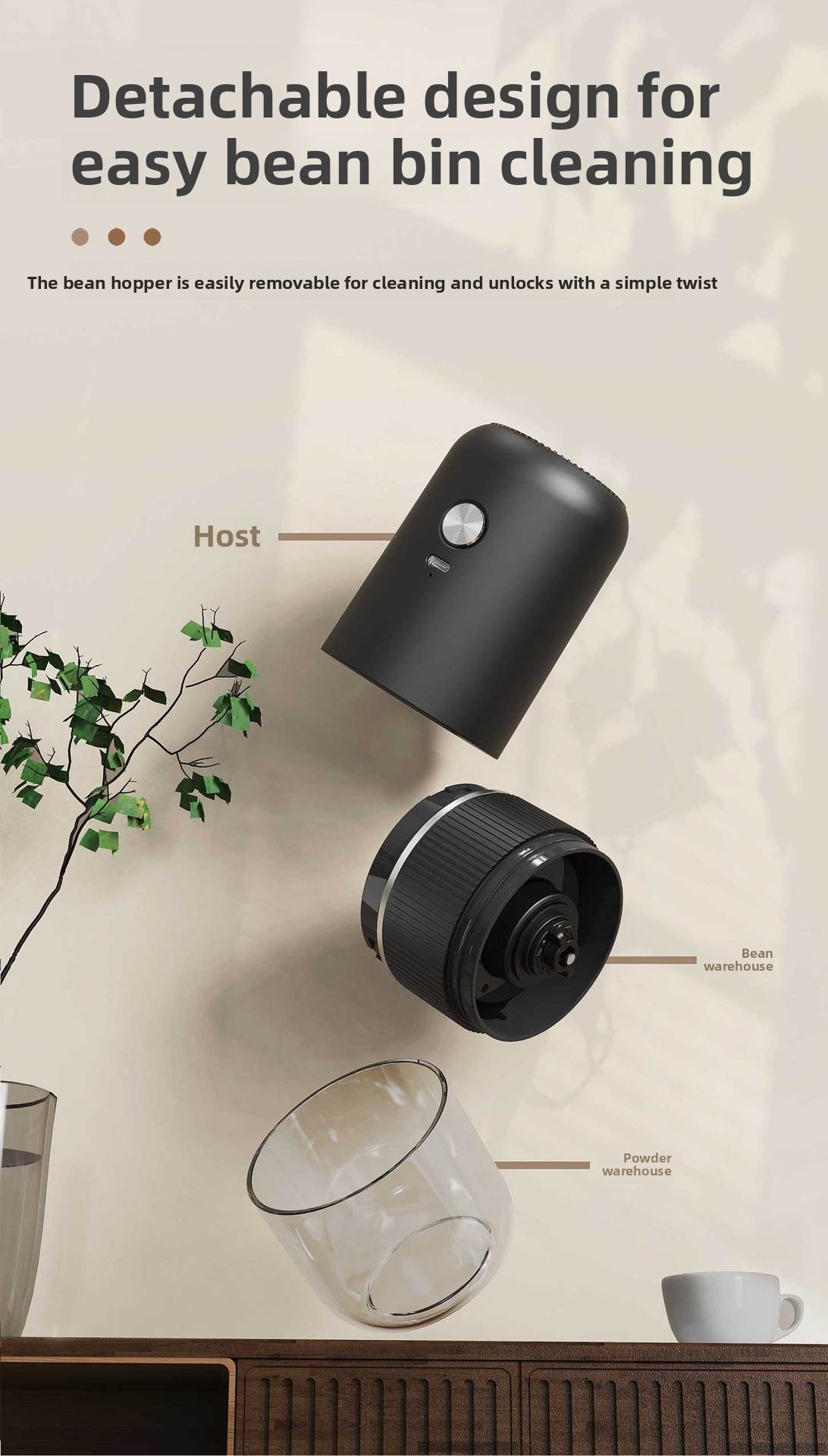 Electric Grinder Italian Hand Brew Coffee Bean Grinder Adjustable Coarseness Rechargeable Portable Small Household Bean Grinder