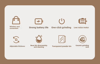 Electric Grinder Italian Hand Brew Coffee Bean Grinder Adjustable Coarseness Rechargeable Portable Small Household Bean Grinder