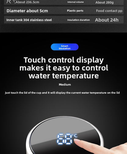 Smart Insulated Cup Stainless Steel 304 Temperature Display Cup Gift Custom Water Cup Frosted Business Straight Cup Wholesale