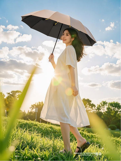 Automatic 24-Rib Umbrella Folding Umbrella High-End Feel Dual-Use Sunshade Sun Protection Umbrella Business Wholesale Custom Sun Umbrella