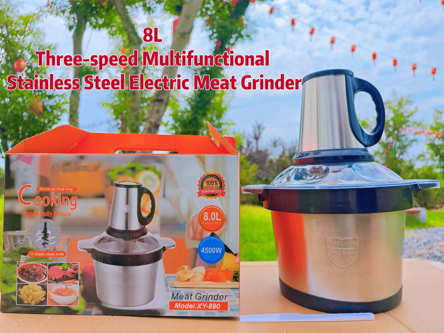 Cross-Border Meat Grinder Stainless Steel Multi-Functional Blender Household Electric Food Processor Large Capacity Baby Food Maker Meat Mincer